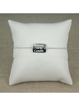 Bracelet gourmette médaille rectangle à graver