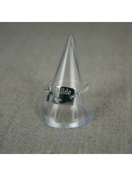 Bague chaînette médaille rectangulaire 