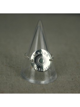 Bague chaînette médaille ronde 15 mm