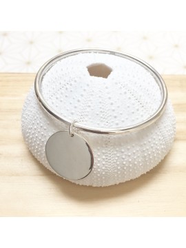 Bracelet jonc médaille en argent à personnaliser