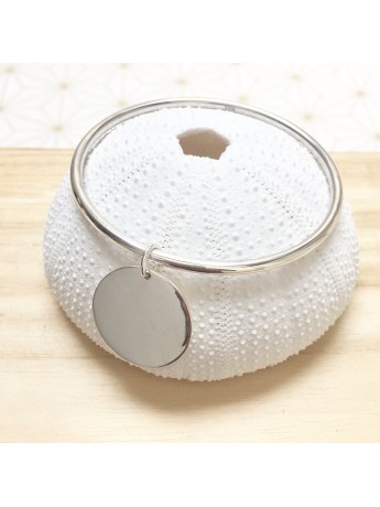 Bracelet jonc médaille en argent à personnaliser