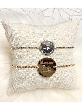 Bracelet pastille 15 mm sur chaînette personnalisé