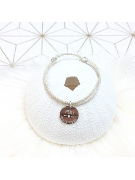 Bracelet médaille 15 mm gravée thème "merci maîtresse"